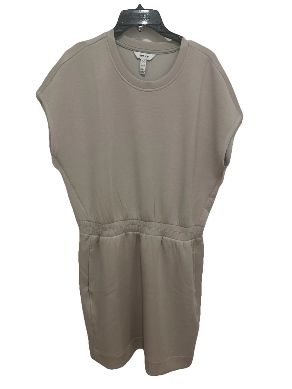 SPANX Air Essentials Taupe Relaxed Short-Sleeve Dress LARGE